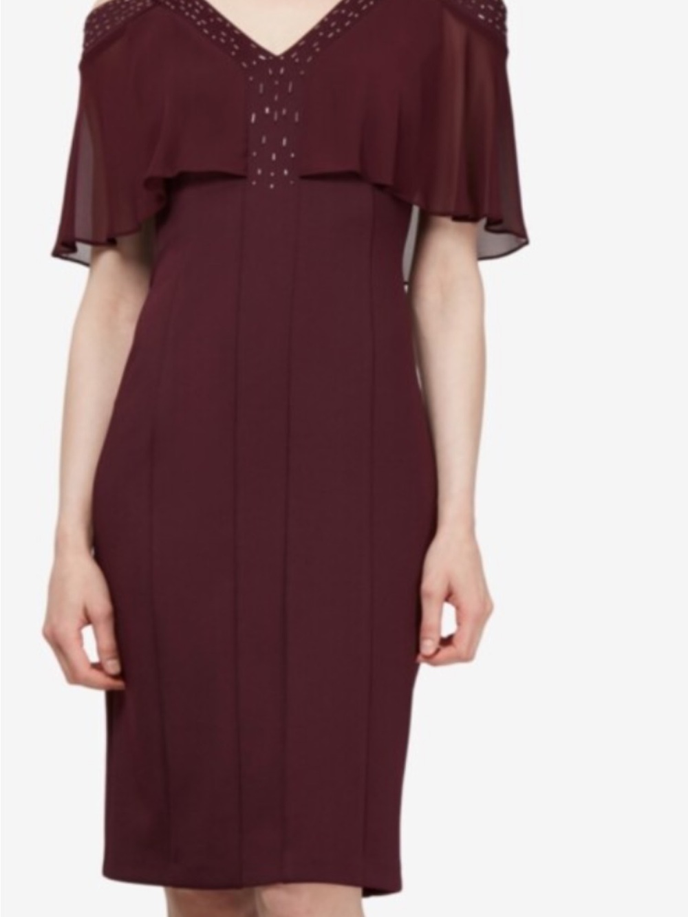 Ignite Evenings Cocktail Dress Size 14 Burgundy Cutout Shoulders